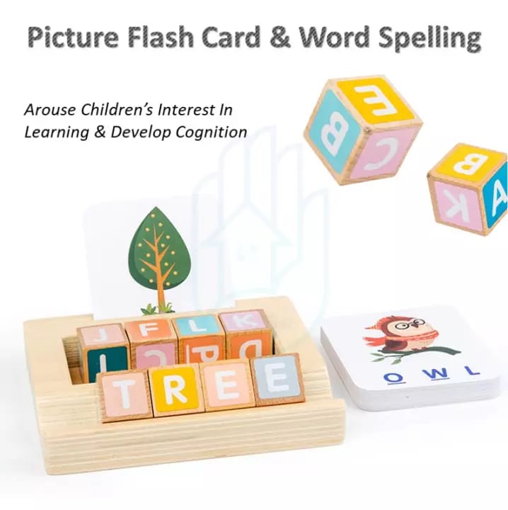 Toys & Activity :: Mylerct Wooden Spelling Cards - Multicolor