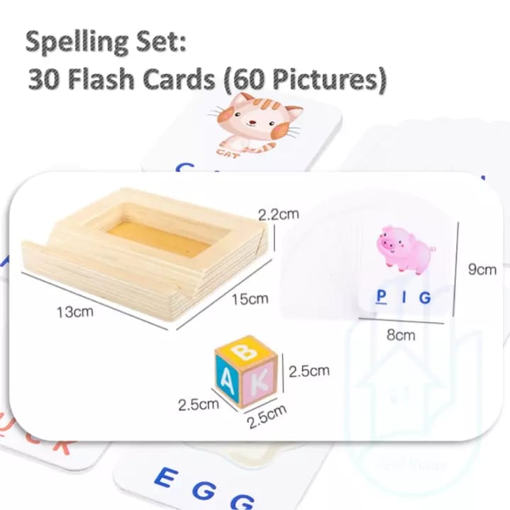 Toys & Activity :: Mylerct Wooden Spelling Cards - Multicolor