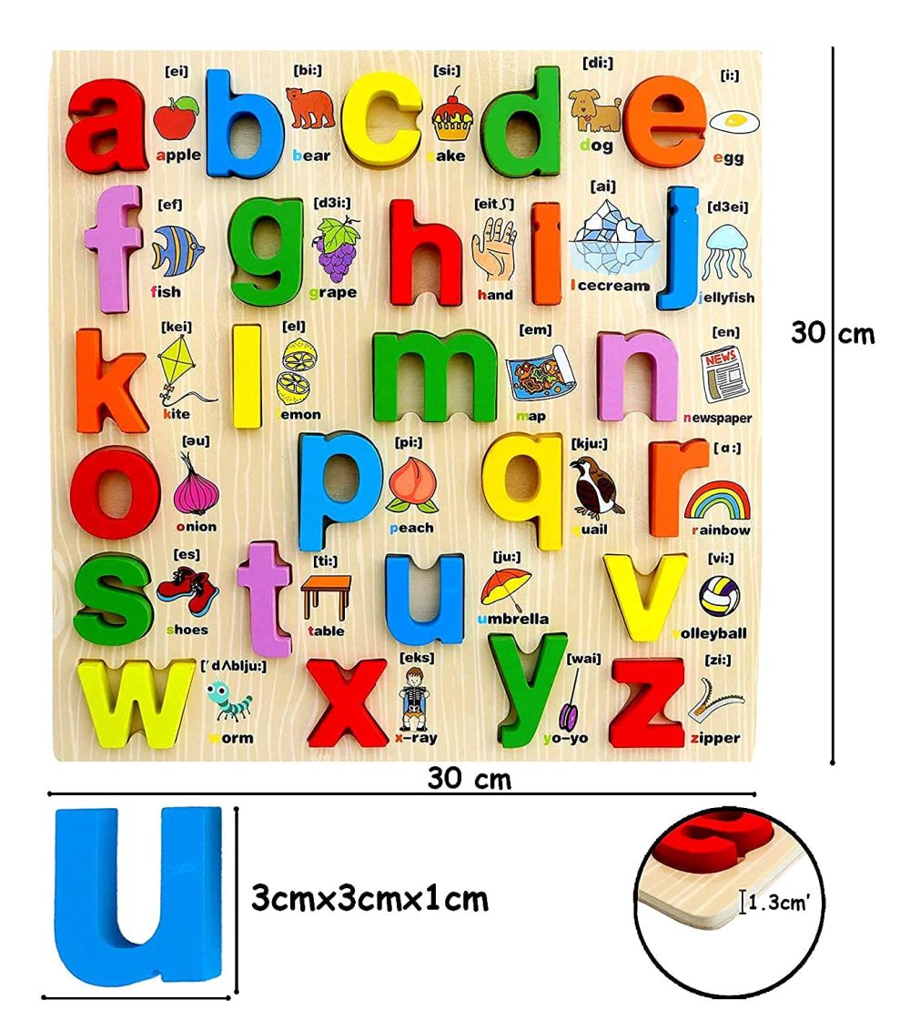 Wooden Lowercase Alphabet Board with Pictures ( abc ) - Image 4