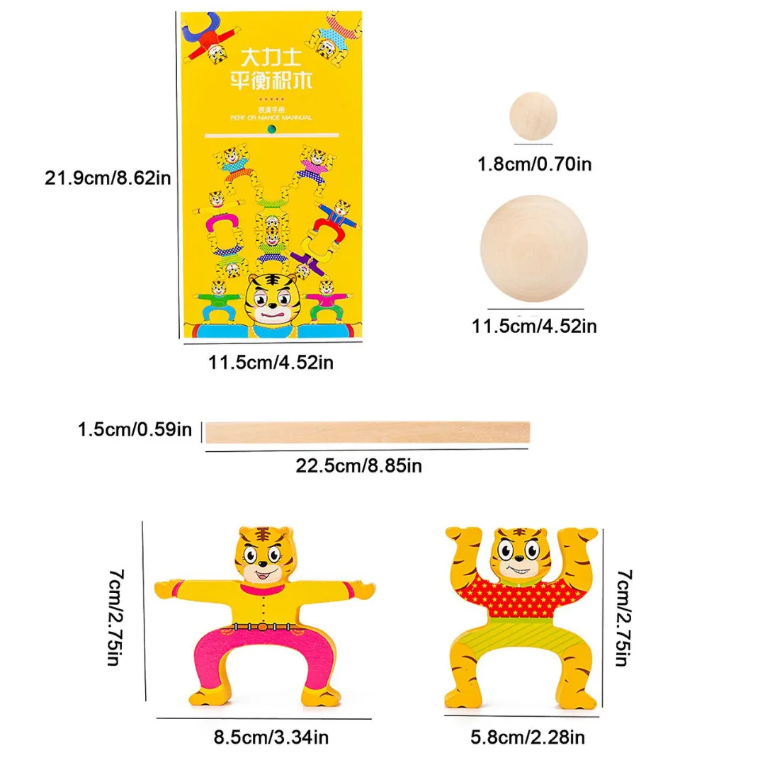 Hercules Cartoon Tiger Stacking Balancing Game - Interesting 16 Pcs Jenga Building Blocks - Image 6