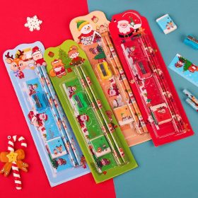 Christmas Stationary Set With scale, 2 Pencil , Eraser , sharpner
