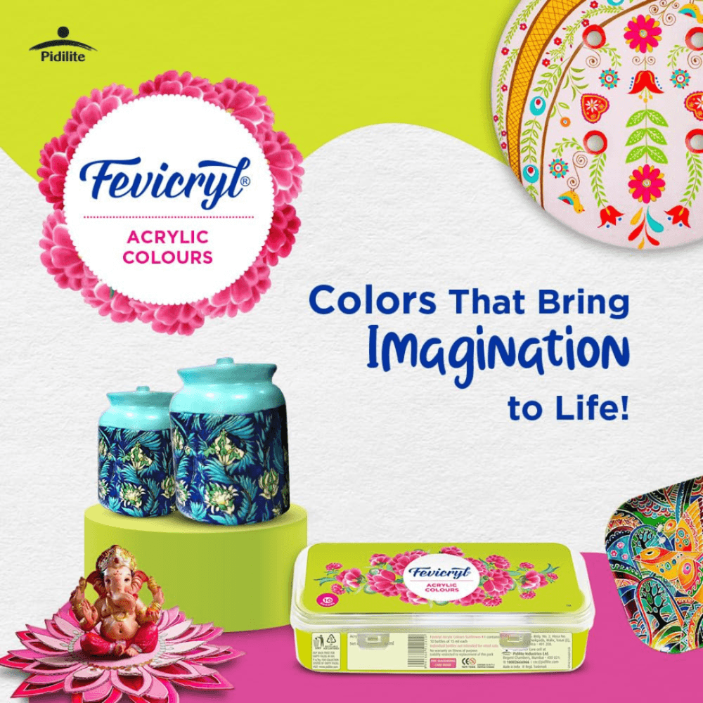 Fevicryl Acrylic Colours Sunflower Kit / Paint - Vibrant 10 Shades - Image 3