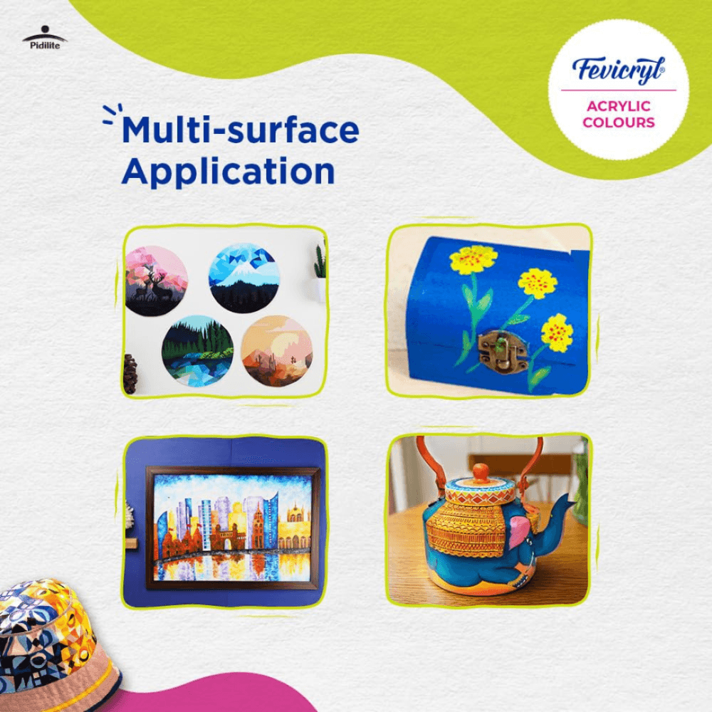 Fevicryl Acrylic Colours Sunflower Kit / Paint - Vibrant 10 Shades - Image 4