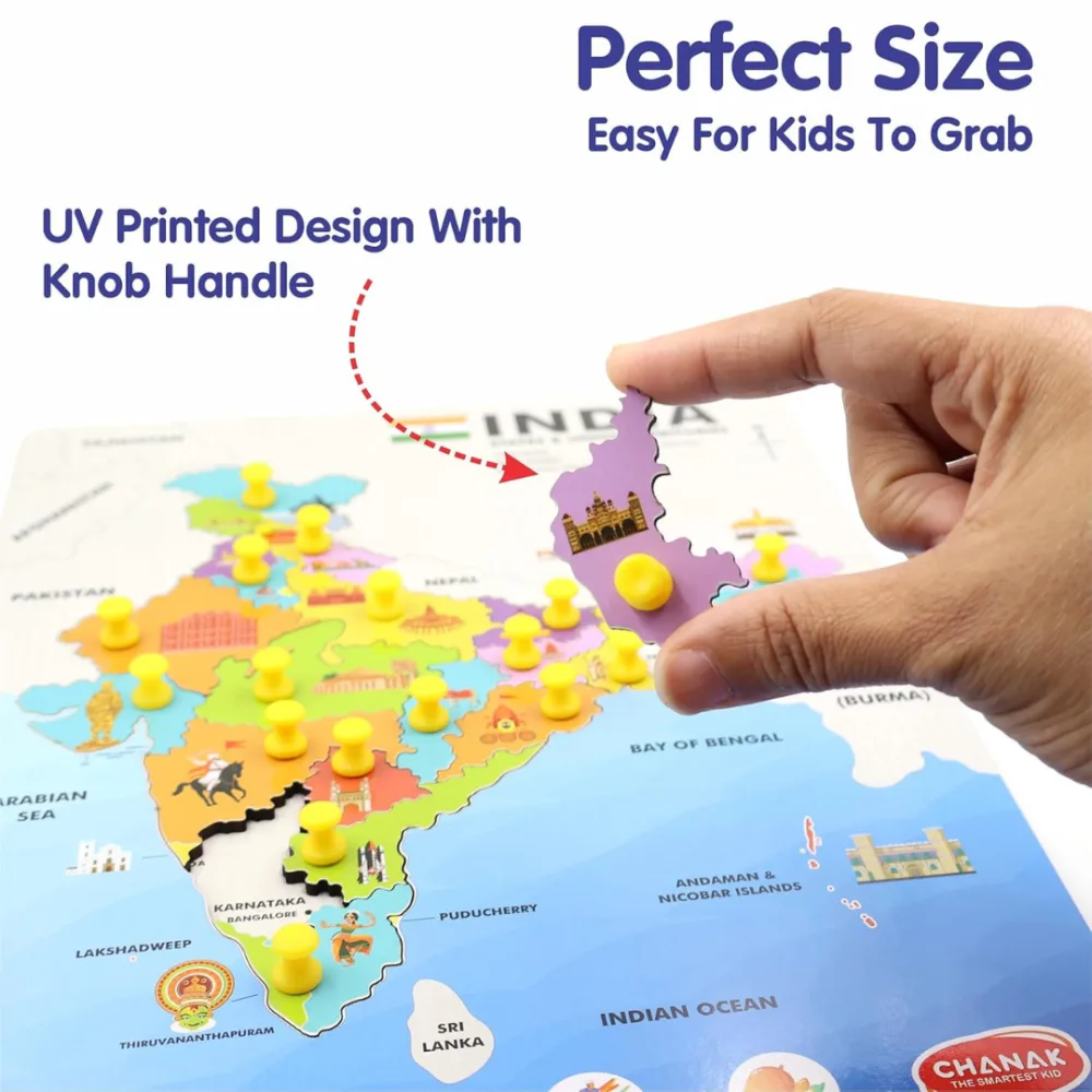Wooden India Map Puzzle - Image 3